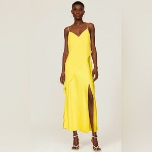 Saunders Collection Lara Yellow Maxi Length Spaghetti Strap Slip Dress Size 12